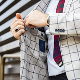 JACKET LIGHT STONE & NAVY WINDOWPANE CHECK