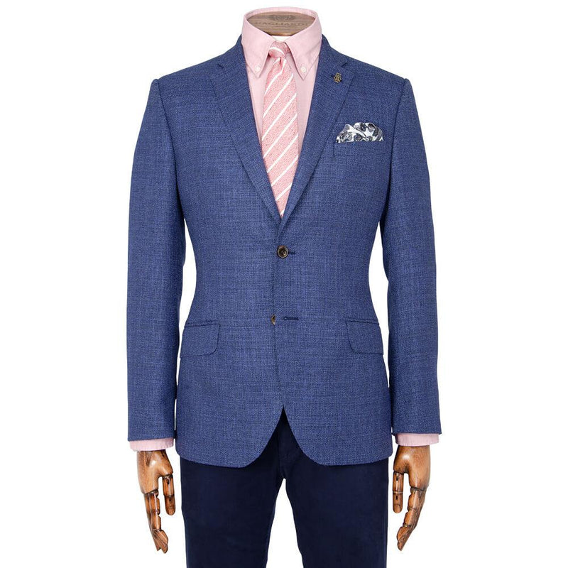 LANIFICIO F.LLI CERRUTI MID-BLUE MELANGE BASKETWEAVE JACKET