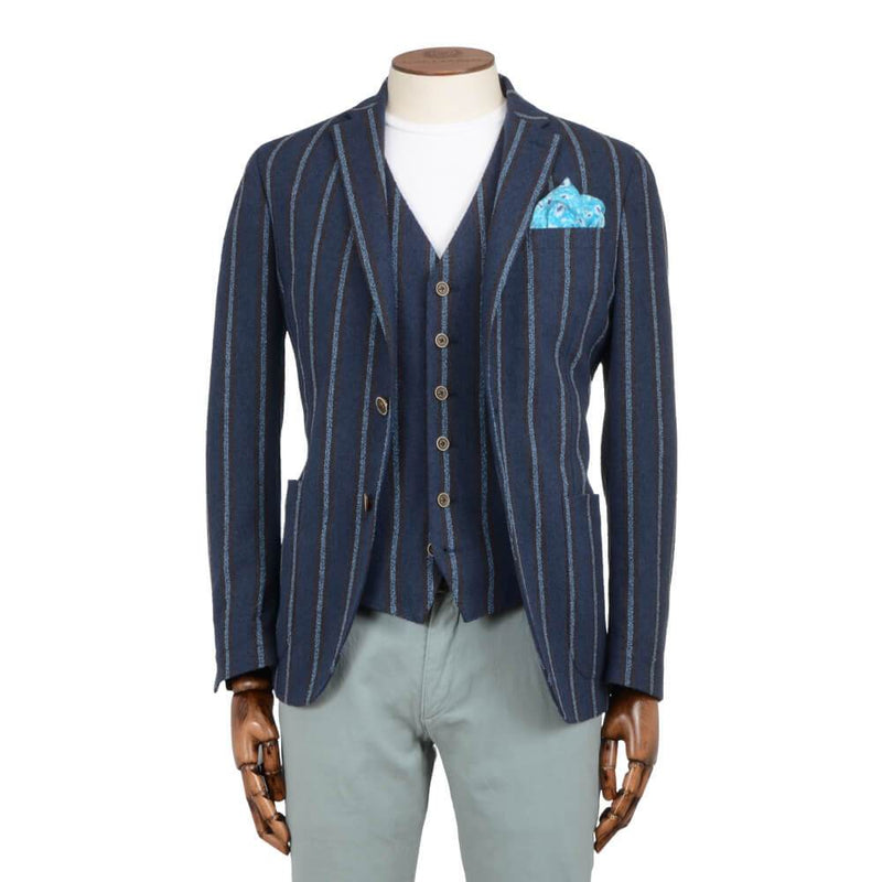 BLUE STRIPE BOUCLE JACKET