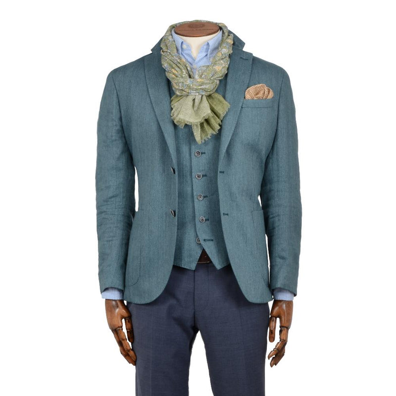 TEAL HERRINGBONE JACKET