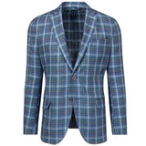 MID BLUE WITH WINDOWPANE IN YELLOW JACKET