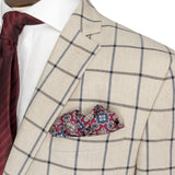 JACKET LIGHT STONE & NAVY WINDOWPANE CHECK