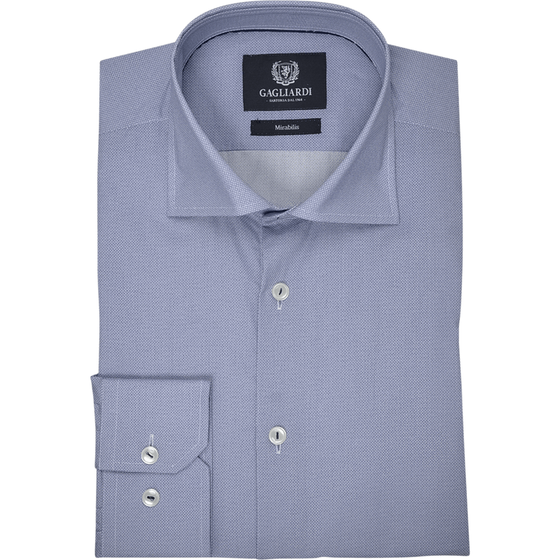 NAVY MICRO HATCH PRINT MIRABILIS BUSINESS SHIRT