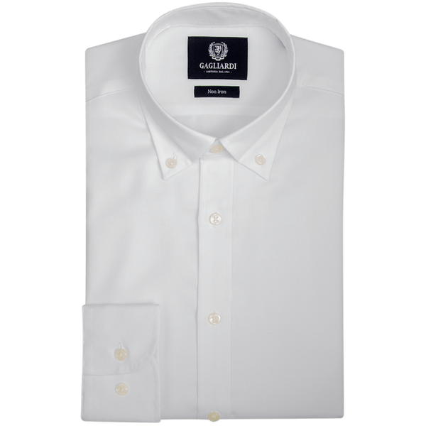 WHITE MICRO STRUCTURE - SLIM - BUTTONDOWN COLLAR