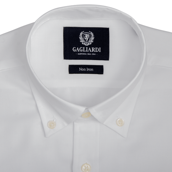 WHITE MICRO STRUCTURE - SLIM - BUTTONDOWN COLLAR