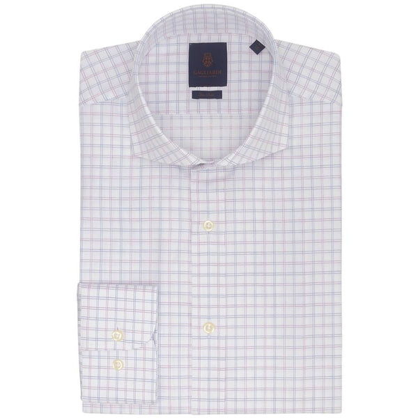 CHEMISE WHITE WITH PURPLE & ROYAL CHECK - SLIM