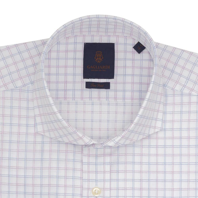 CHEMISE WHITE WITH PURPLE & ROYAL CHECK - SLIM