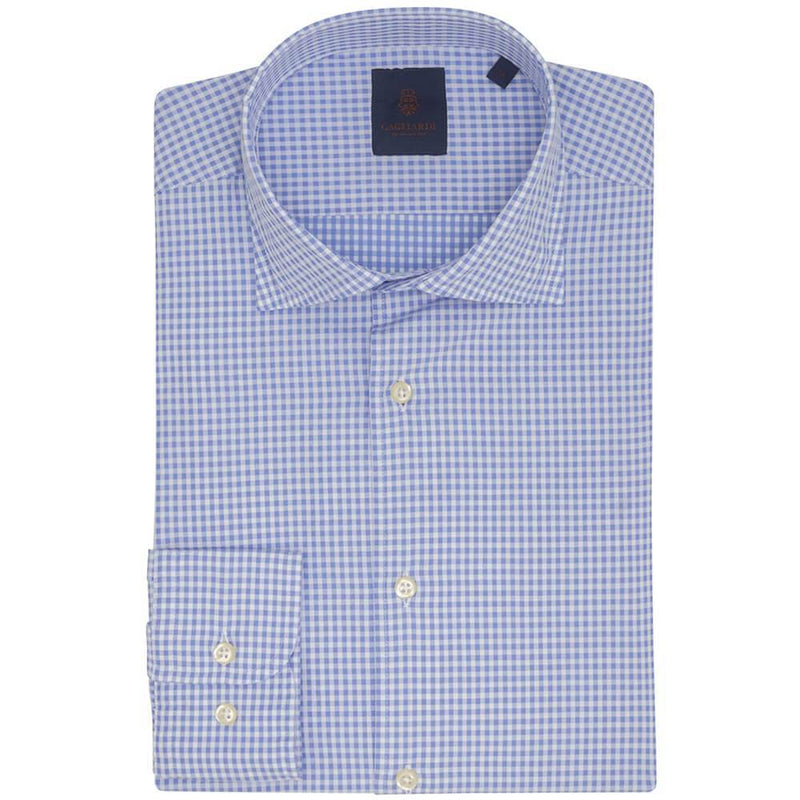 MID BLUE GINGHAM - SLIM