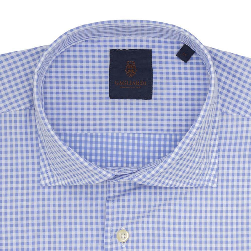 MID BLUE GINGHAM - SLIM