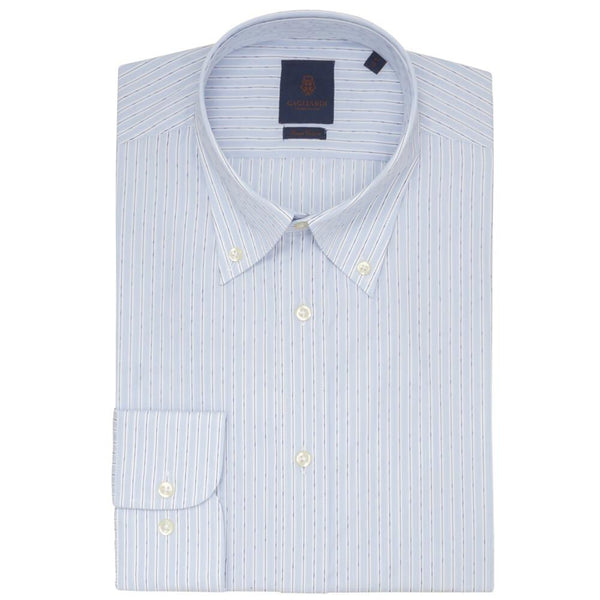 CHEMISE MID BLUE SLUB STRIPE SLIM