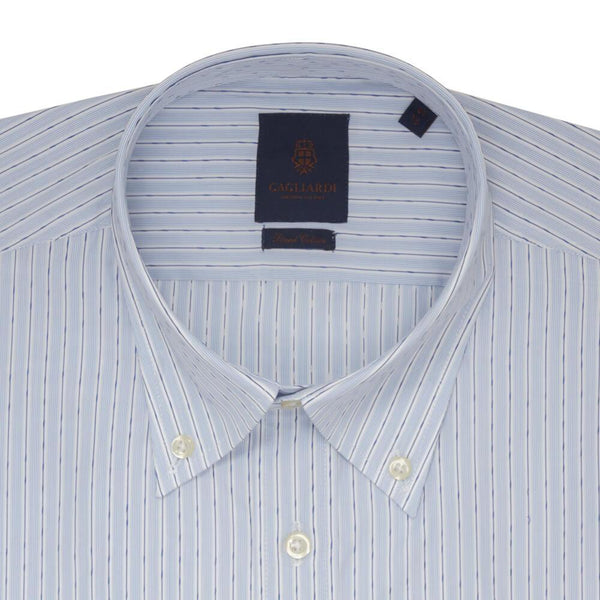 CHEMISE MID BLUE SLUB STRIPE SLIM