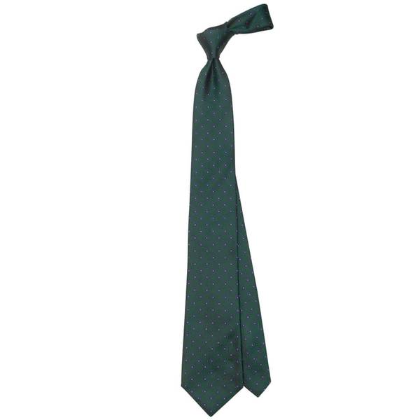 Cravate en soie Verte avec petits carreaux bleus