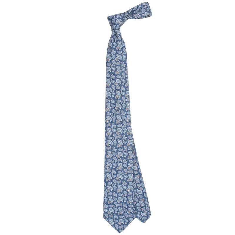 Cravate Bleue Marine avec Paisley design en Bleu ciel