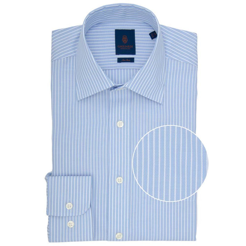 Chemise Regular Bleue à rayures blanche